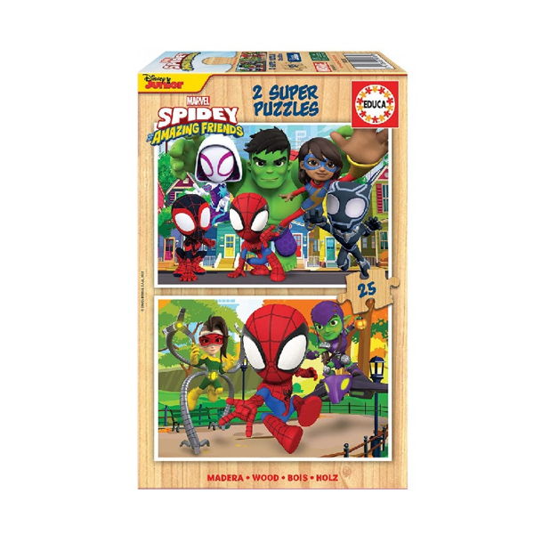 Educa 2x25 Super Wooden Puzzles Spidey & His Amazing Friends (19289)